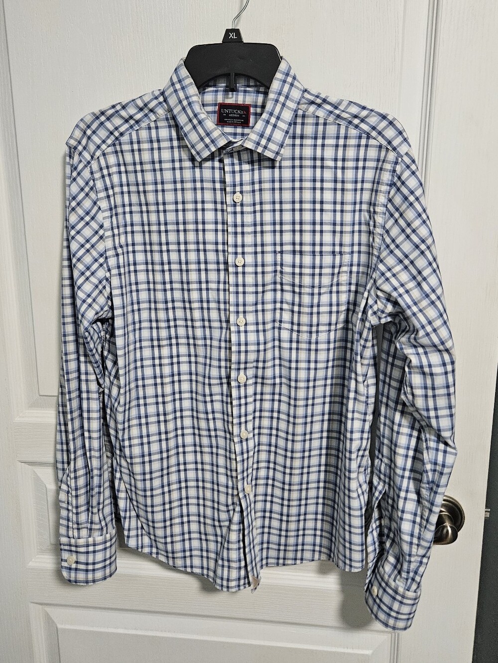 UNTUCKit Sardinia Shirt Plaid Long Sleeve Buttondown Blue Mens Medium